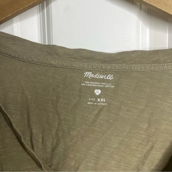 Madewell Olive Green Cotton V Neck Short Sleeve T-shirt Size XXL - Picture 3 of 6